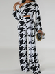 Print One Shoulder Long Sleeve Top and Trousers Set HW77YNWB7L