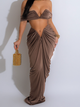 Solid Sleeveless Bra Pleated Dress Stretchy Two Piece Set HW77YNEPXT