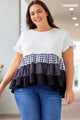 Blusa a capas de bloque de color a cuadros de talla grande