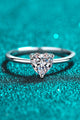 925 Sterling Silver Heart-Shaped Moissanite Solitaire Ring