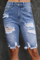 Shorts de mezclilla con dobladillo deshilachado desgastado