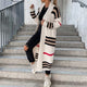 Women's long color block striped cardigan