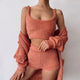 New plush camisole shorts cardigan jacket home service suit women three-piece set