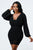 Lux Mesh Layered Lining V Neck Bubble Slv Bodycon Dress - Creations by Shay