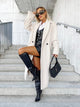 Women's long-sleeved suit collar double-breasted wool coat