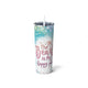 Skinny Steel Tumbler with Straw, 20oz “The beach is my happy Place”