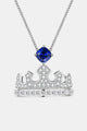 Zircon Lab-Grown Sapphire Crown Shape Pendant Necklace