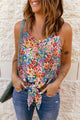 Cami con escote en V y dobladillo con lazo floral