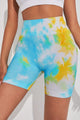 Shorts deportivos tie-dye con pretina ancha