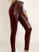 Pantalones rectos de cintura alta de PU