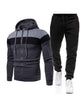 Men's Color-block Slim Fit Zip Hoodie And Slim Pants Set