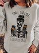 Women's Dropped Sleeves Loose Halloween Themed Print Top