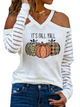Women's Halloween Print V-Neck Off Shoulder Top