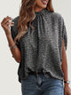 Women's Zigzag Mock Neck Tie-back Crop Top