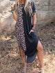 New Street Trendy - Vestido de falda larga con falda a la cadera y cuello redondo para mujer 