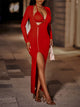Women's Sexy Fashion Zipper Slim Slit Mid Length Dress