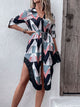Women's Geometric Print Long Sleeve Shirt Dress