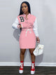 Fashionable embroidered letter sexy buttock wrap dress