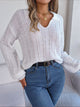 New Lapel Lapel Solid Color Plaid Long Sleeve Knitted Pullover Sweater