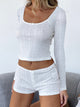 New solid color versatile round neck long-sleeved shorts that can be worn outside home clothes set